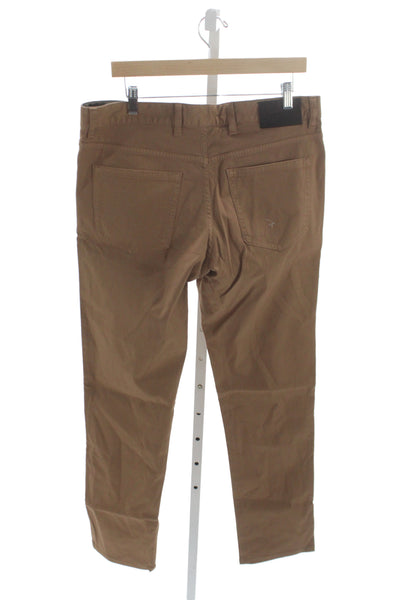 Ermenegildo Zegna Mens Brown Chino Pants 98% Cotton Button Fly Size 36