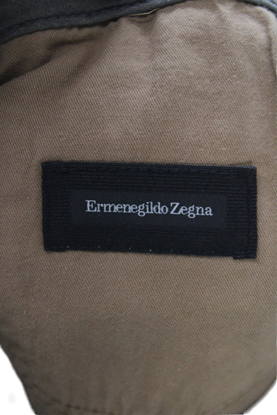 Ermenegildo Zegna Mens Brown Chino Pants 98% Cotton Button Fly Size 36