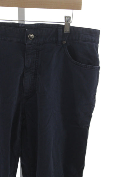Ermenegildo Zegna Mens Chinos Blue 98% Cotton Button Fly Size 36