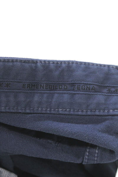 Ermenegildo Zegna Mens Chinos Blue 98% Cotton Button Fly Size 36
