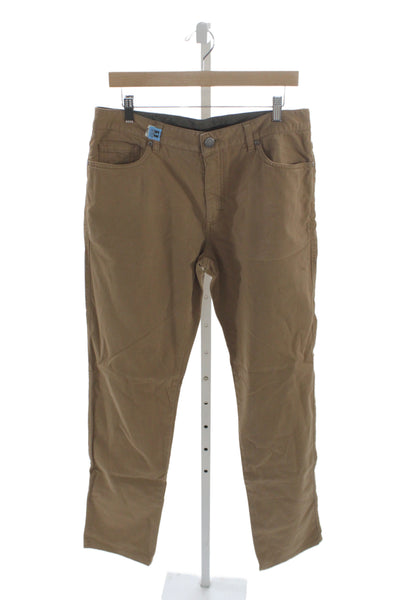 Ermenegildo Zegna Mens Chino Pants Brown Button 98% Cotton Size 35