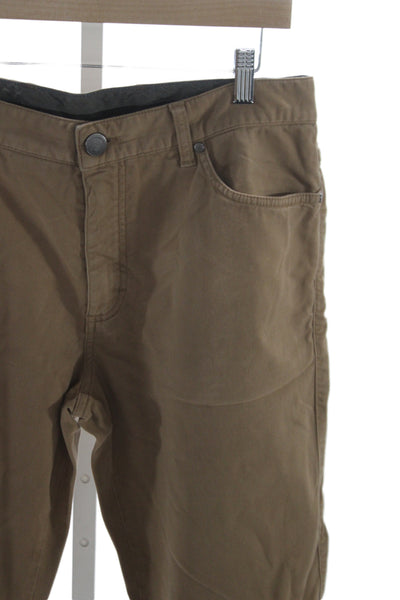 Ermenegildo Zegna Mens Chino Pants Brown Button 98% Cotton Size 35