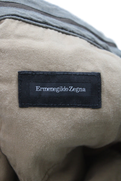 Ermenegildo Zegna Mens Chino Pants Brown Button 98% Cotton Size 35