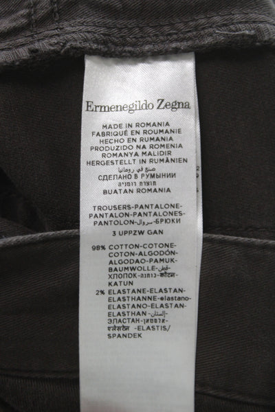 Ermenegildo Zegna Mens Brown Chino Pants 98% Cotton Size 35