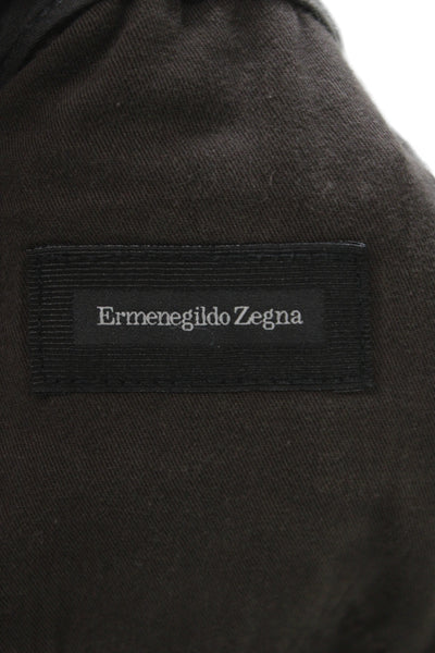 Ermenegildo Zegna Mens Brown Chino Pants 98% Cotton Size 35
