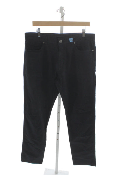 Ermenegildo Zegna Mens Chino Pants Black Cotton Button Fly Size 35