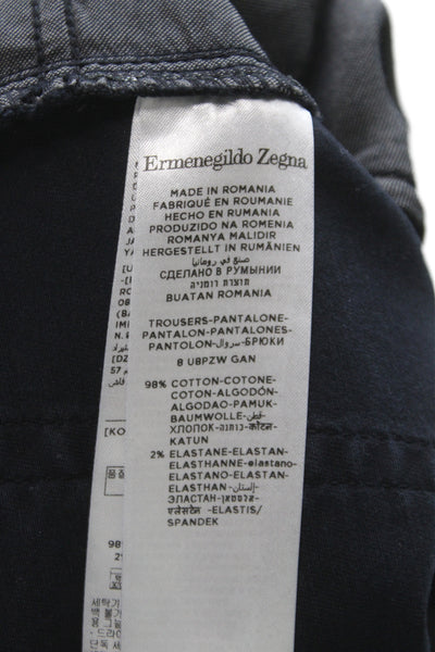 Ermenegildo Zegna Mens Chino Pants Black Cotton Button Fly Size 35