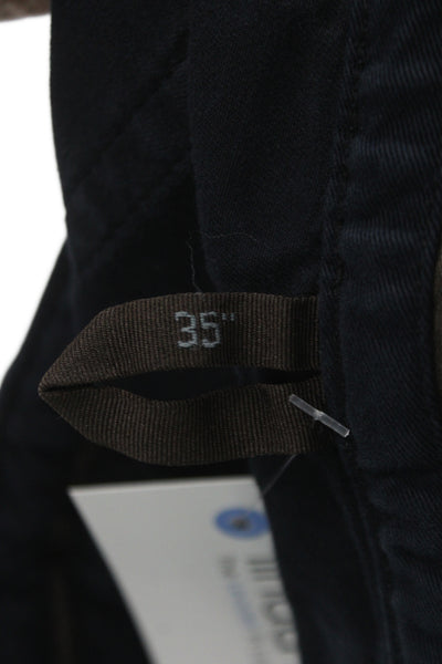 Ermenegildo Zegna Mens Chino Pants Black Cotton Button Fly Size 35