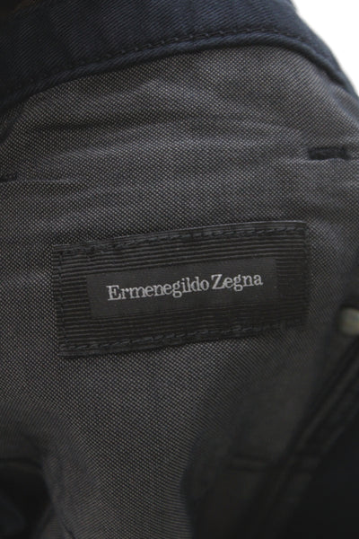 Ermenegildo Zegna Mens Chino Pants Black Cotton Button Fly Size 35