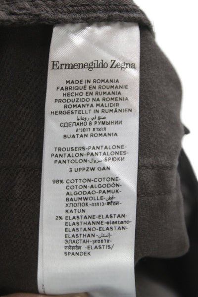 Ermenegildo Zegna Men Chino Pants Brown 98% Cotton Size 35
