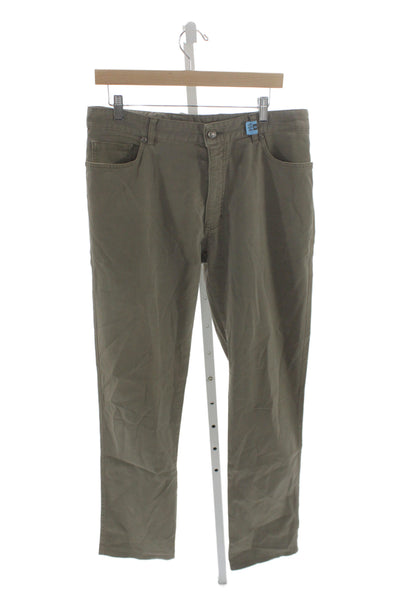 Ermenegildo Zegna Men Green Chino Pants 98% Cotton Size 36