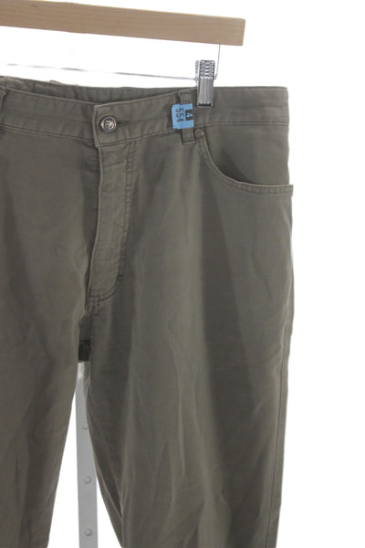 Ermenegildo Zegna Men Green Chino Pants 98% Cotton Size 36