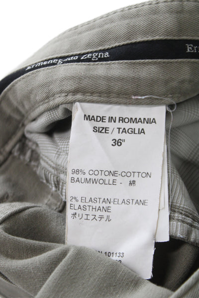 Ermenegildo Zegna Men Green Chino Pants 98% Cotton Size 36