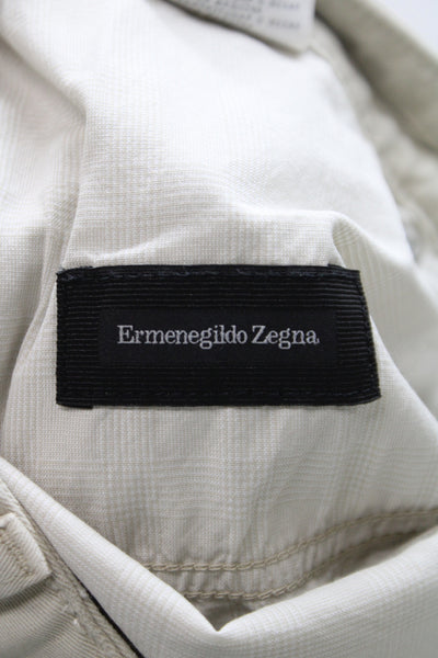 Ermenegildo Zegna Mens Chino Pants Beige Button 98% Cotton Size 36