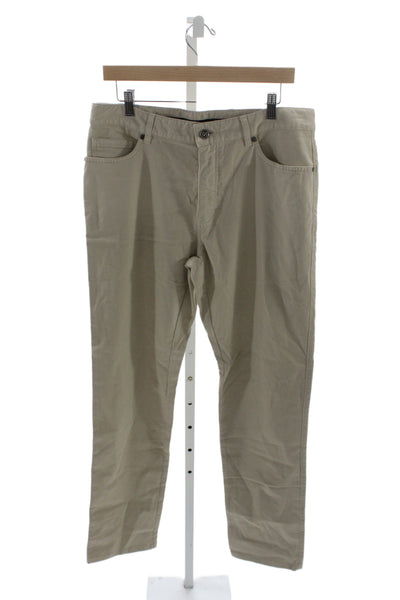 Ermenegildo Zegna Mens Beige Chino Pants 98% Cotton Button Size 35