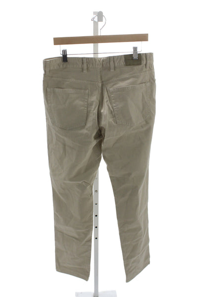 Ermenegildo Zegna Mens Beige Chino Pants 98% Cotton Button Size 35
