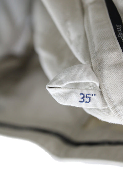 Ermenegildo Zegna Mens Beige Chino Pants 98% Cotton Button Size 35