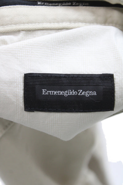 Ermenegildo Zegna Mens Beige Chino Pants 98% Cotton Button Size 35