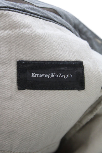 Ermenegildo Zegna Mens Chino Pants Beige 98% Cotton Inseam 34 Size 35