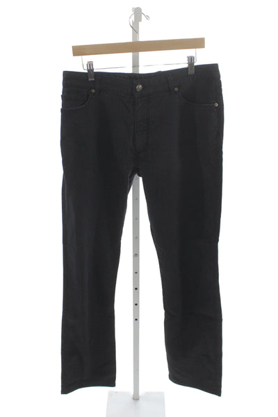Ermenegildo Zegna Mens Black Chino Pants Cotton Button Size 34