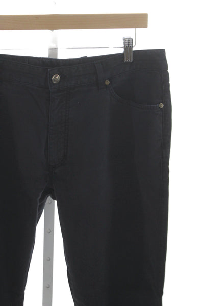 Ermenegildo Zegna Mens Black Chino Pants Cotton Button Size 34
