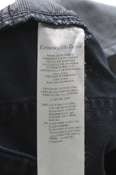 Ermenegildo Zegna Mens Black Chino Pants Cotton Button Size 34