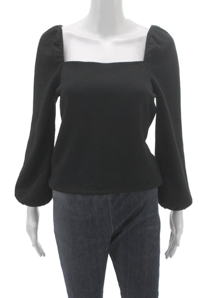 Madewell Womens Black Square Neck Bell Sleeve Pullover Blouse Size XS