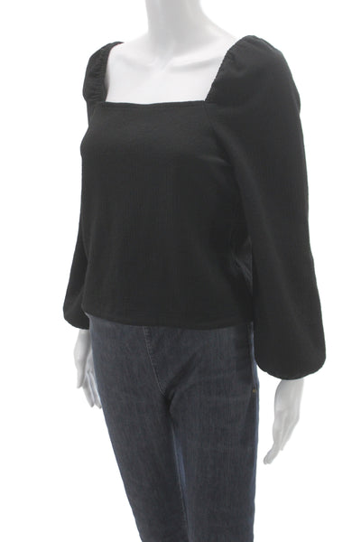 Madewell Womens Black Square Neck Bell Sleeve Pullover Blouse Size XS