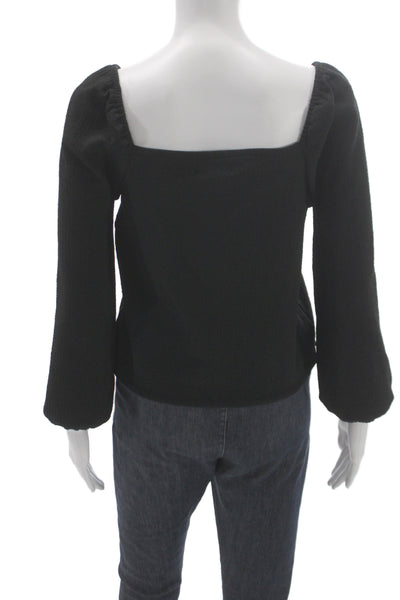 Madewell Womens Black Square Neck Bell Sleeve Pullover Blouse Size XS