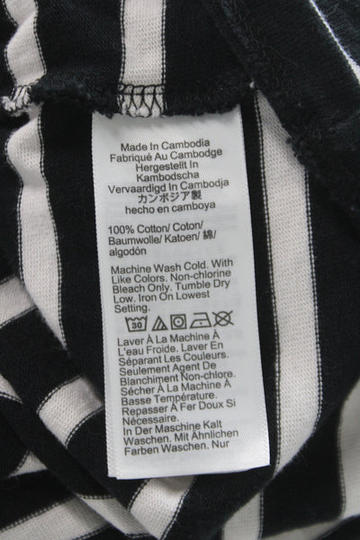 J Crew Women Cropped Striped Black Boat Neck Long Sleeve T Shirt Size S