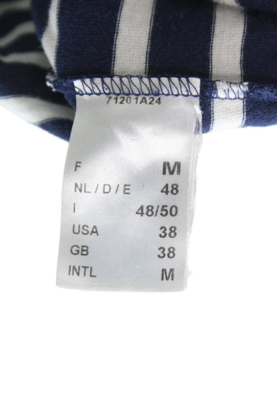 Saint James L'Atelier Womens Blue Striped Boat Neck Long Sleeve Jersey Size S