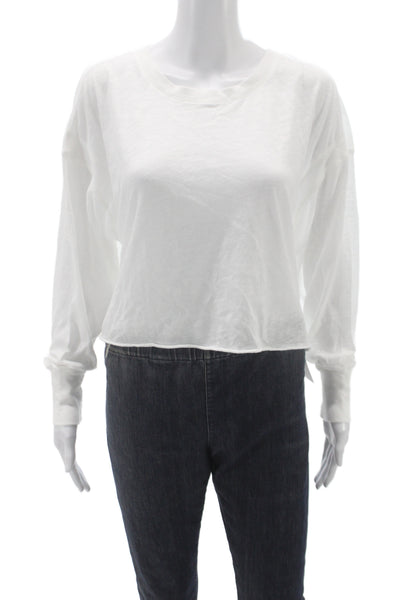 FP Movement Women Cropped White Long Sleeve Roundneck Tee 60% Cotton Size XS