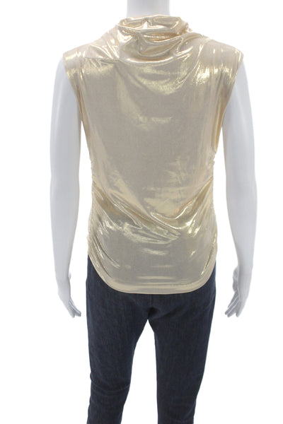 Maeve Anthropologie Women Jersey Tank Gold Cowl Neck Sleeveless Metallic Size S