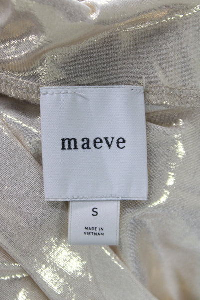 Maeve Anthropologie Women Jersey Tank Gold Cowl Neck Sleeveless Metallic Size S