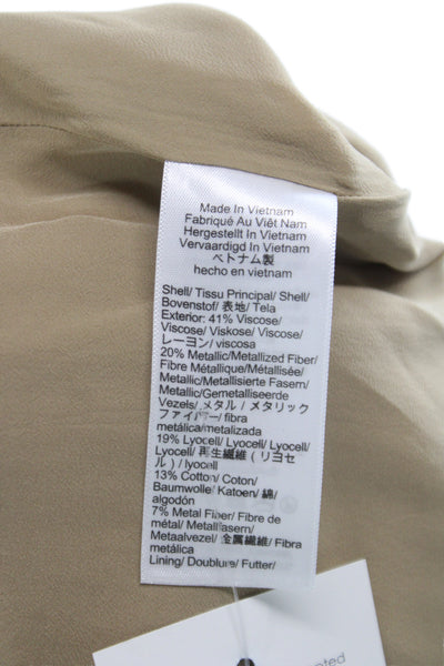 J Crew Womens Gold Metallic Viscose Mini Skirt Zip Closure Size 6