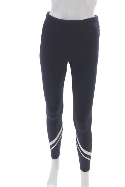 Tory Sport Women Ankle Leggings Blue Striped Athleisure Size M