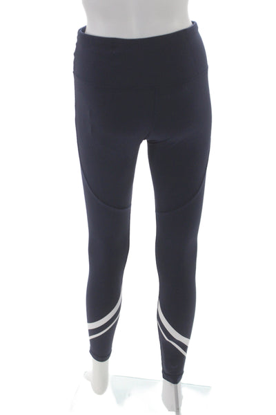Tory Sport Women Ankle Leggings Blue Striped Athleisure Size M