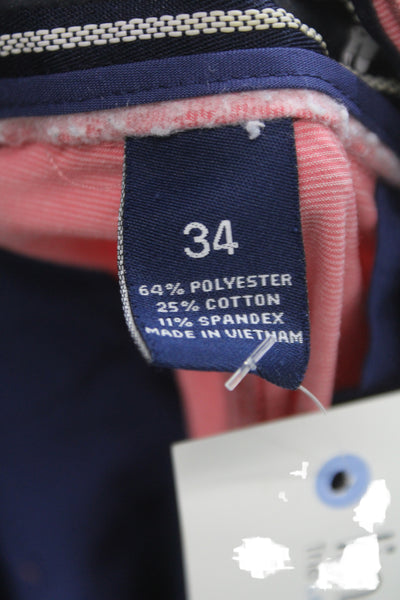 Johnnie-o Mens Pink Chino Shorts Button Closure Size 34