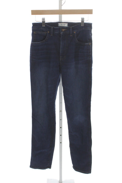 Madewell Women Straight Blue Cotton Mid Rise Jeans Size 28