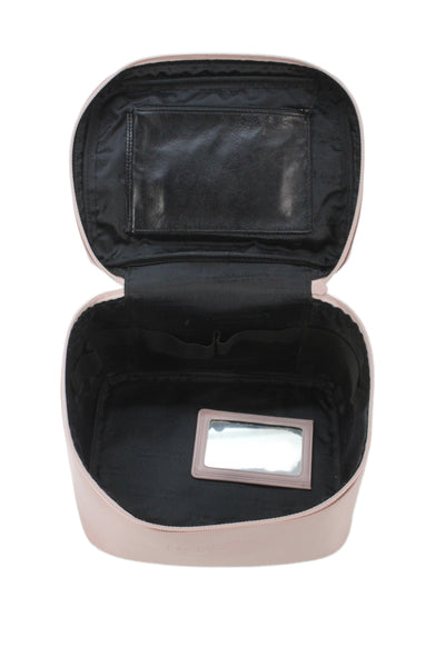 Penhaligon's Womens Leather Top Handle Zip with Mirror Makeup Case Pink