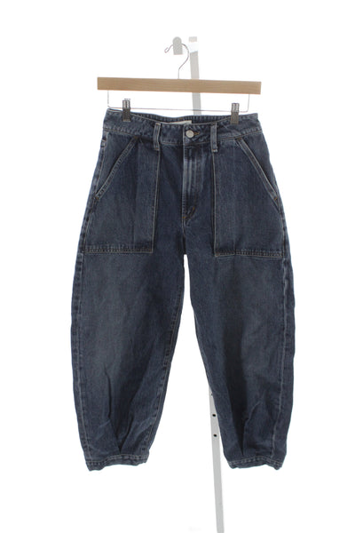 Agolde Womens Tapered Jeans Blue High Rise Button Cotton Size 25