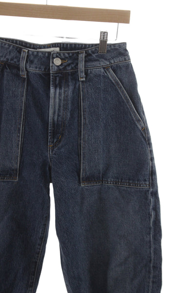 Agolde Womens Tapered Jeans Blue High Rise Button Cotton Size 25