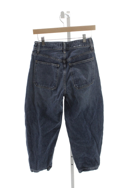 Agolde Womens Tapered Jeans Blue High Rise Button Cotton Size 25