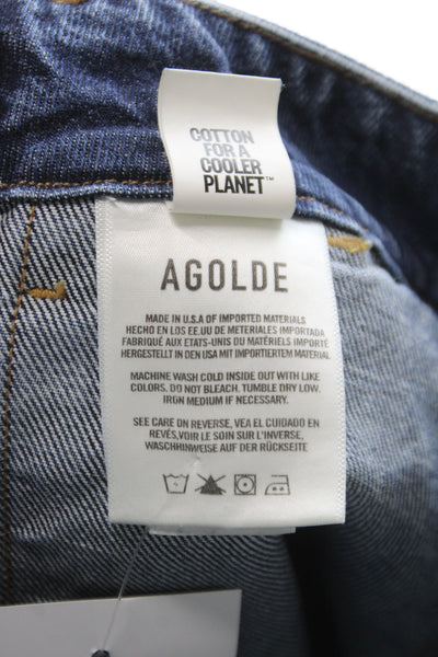 Agolde Womens Tapered Jeans Blue High Rise Button Cotton Size 25