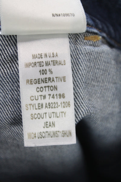 Agolde Womens Tapered Jeans Blue High Rise Button Cotton Size 25