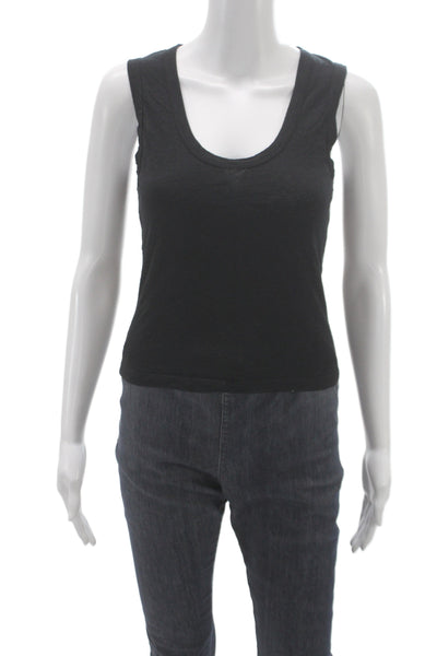 LNA Women Basic Black Scoop Neck Cotton Sleeveless Tank Size XS