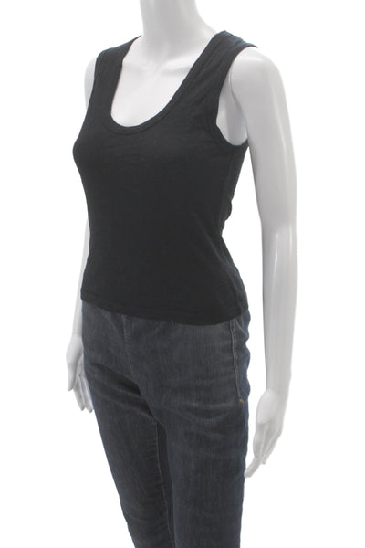 LNA Women Basic Black Scoop Neck Cotton Sleeveless Tank Size XS