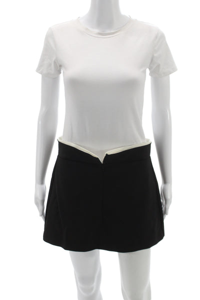 Zara Women Mini Skort Black Zip Polyester Size M