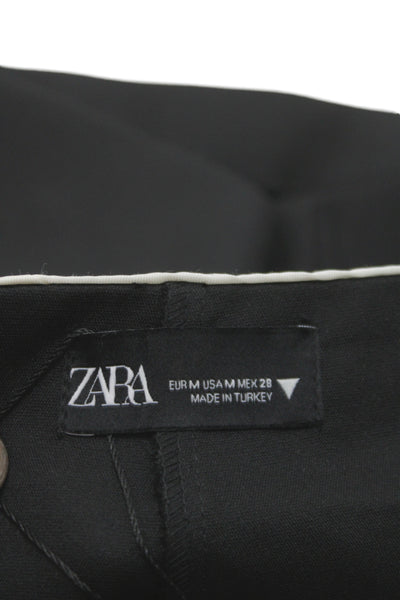 Zara Women Mini Skort Black Zip Polyester Size M