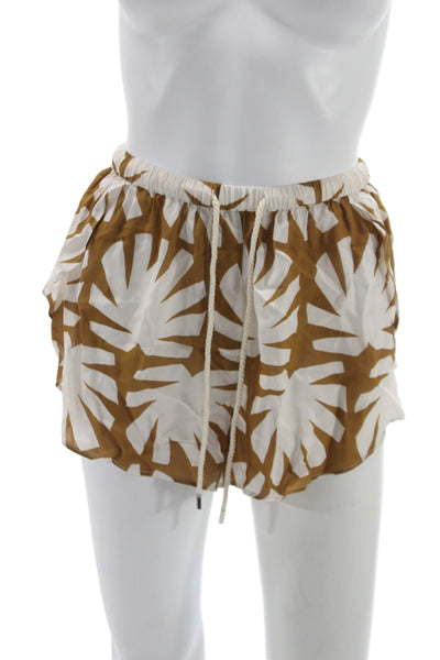 Solid & Striped Womens Casual Geometric Brown Viscose Drawstring Shorts Size XS